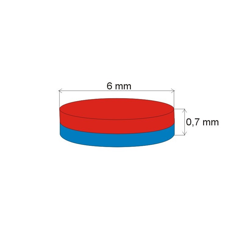 Magnet neodim cilindru cu diam.6x0,7 N 80 °C, VMM4