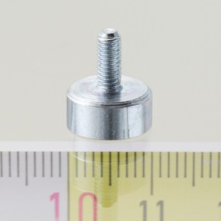 Magnet oală cu coadă, diam. 10 x înălțime 4,5 mm cu filet exterior M3, înălțime filet 7 mm
