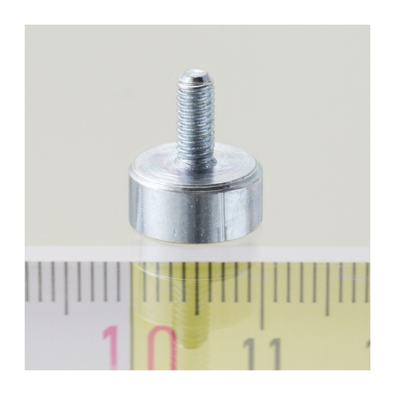 Magnet oală cu coadă, diam. 10 x înălțime 4,5 mm cu filet exterior M3, înălțime filet 7 mm
