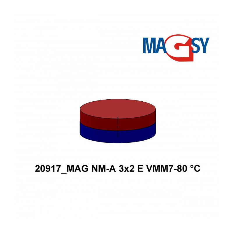 Magnet neodim cilindru cu diam.3x2 E 80 °C, VMM7-N42