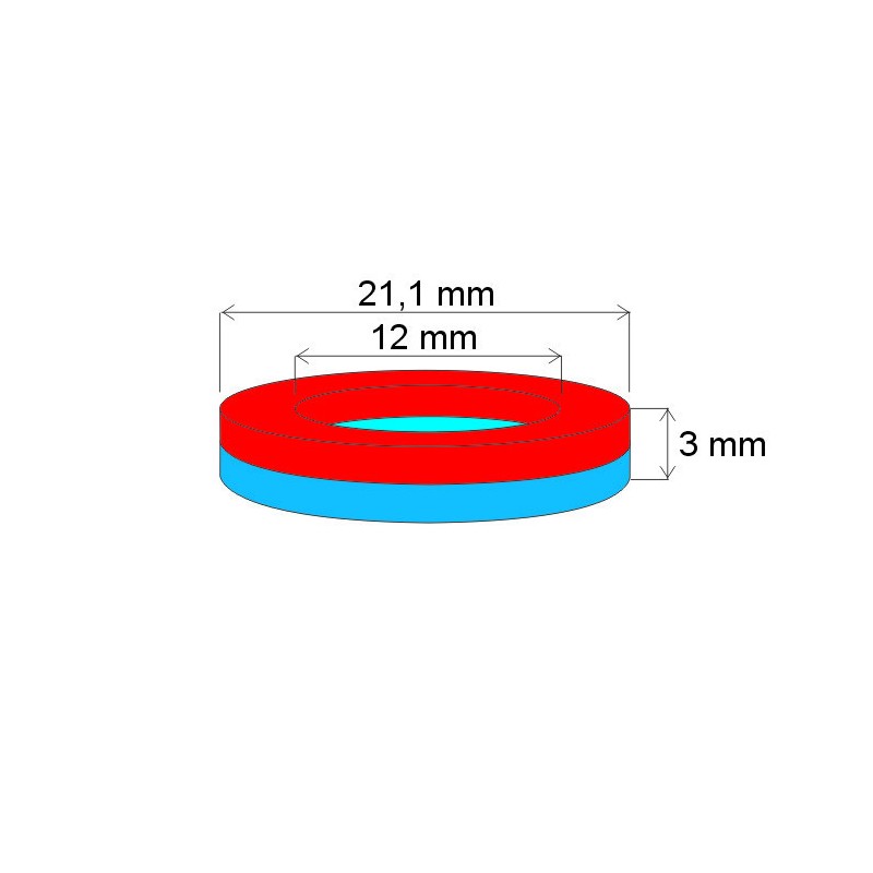 Magnet neodim inel cu diam.21,1x diam.12x3 N 180 °C, VMM4UH-N33UH