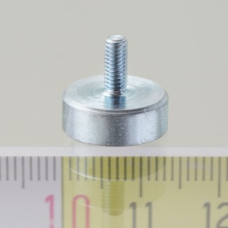 Magnet oală cu coadă, diam. 13 x înălțime 4,5 mm cu filet exterior M3, înălțime filet 7 mm