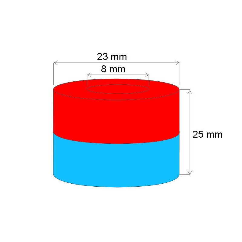 Magnet neodim inel cu diam.23x diam.8x25 N 80 °C, VMM4-N35