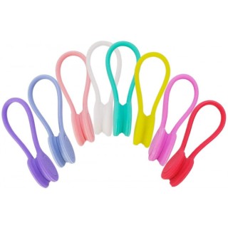 Inele magnetice de strângere, siliconate, pentru utilizare repetată, multicolore, 8 buc.