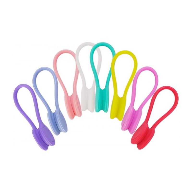 Inele magnetice de strângere, siliconate, pentru utilizare repetată, multicolore, 8 buc.