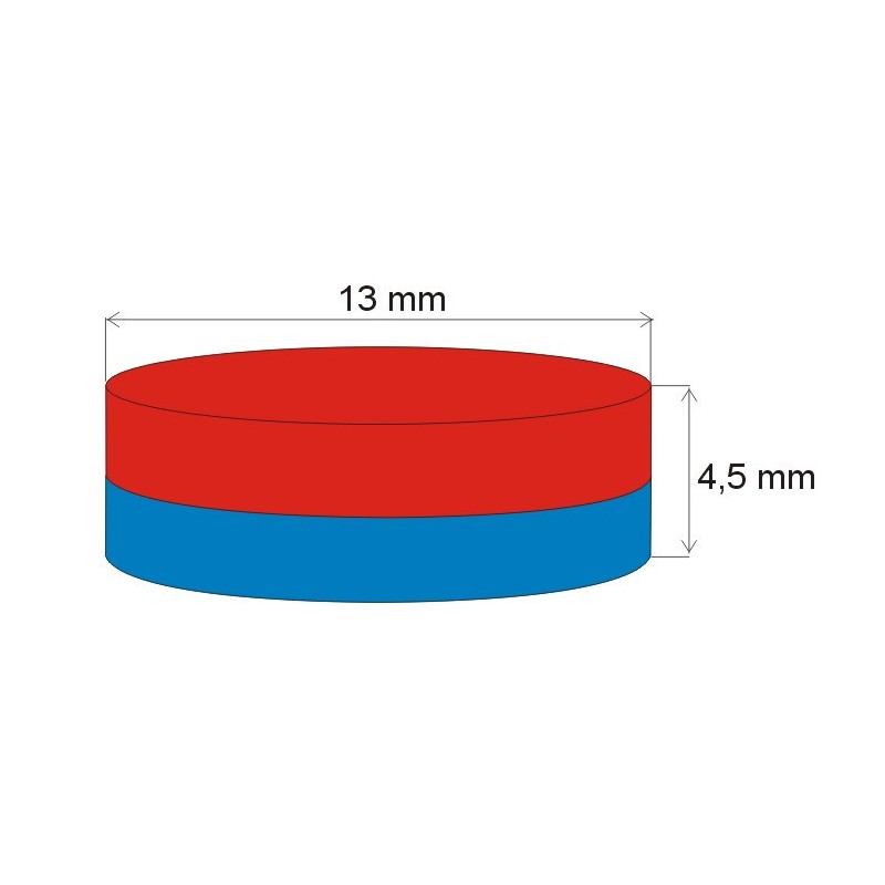 Magnet neodim cilindru cu diam.13x4,5 E 80 °C, VMM4-N35