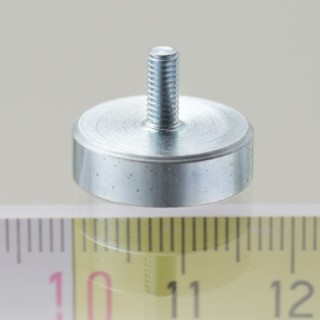 Magnet oală cu coadă, diam. 16 x înălțime 4,5 mm cu filet exterior M3, înălțime filet 7 mm