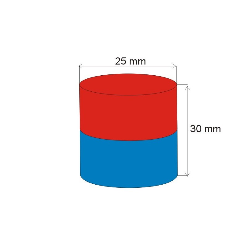 Magnet neodim cilindru cu diam.25x30 N 80 °C, VMM4-N35