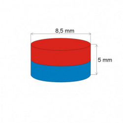 Magnet neodim cilindru cu diam.8,5x5 N 80 °C, VMM8-N45