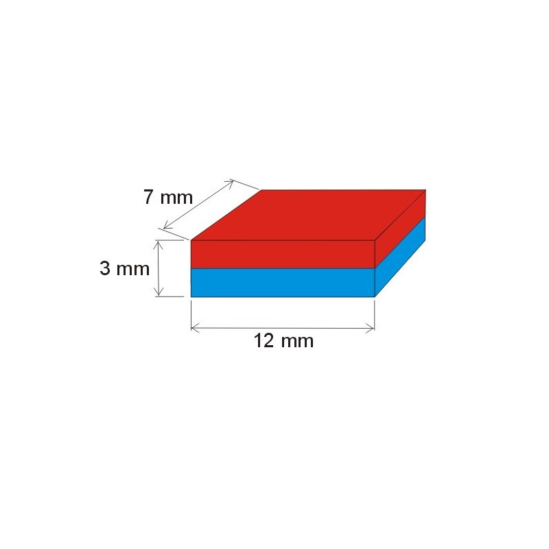 Magnet neodim bloc 12x7x3 N 80 °C, VMM4-N35