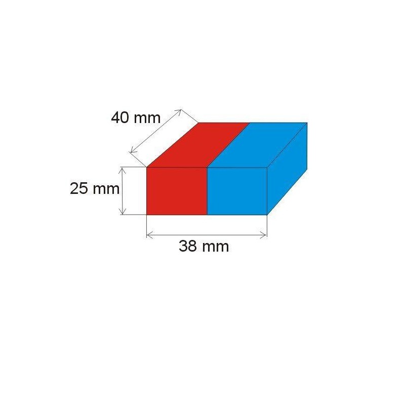 Magnet neodim bloc 25x38x40 N 80 °C, VMM4-N35