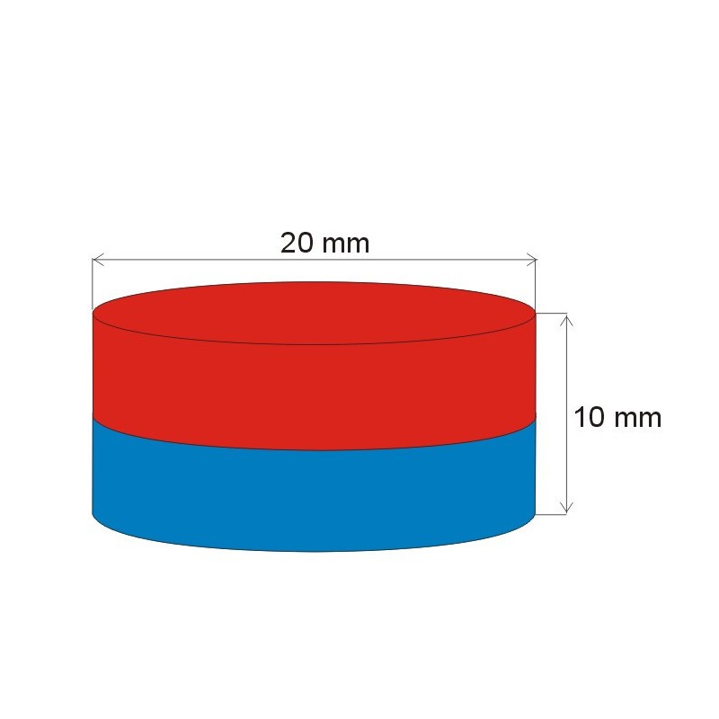 Magnet neodim cilindru cu diam.20x10 N 80 °C, VMM4-N35