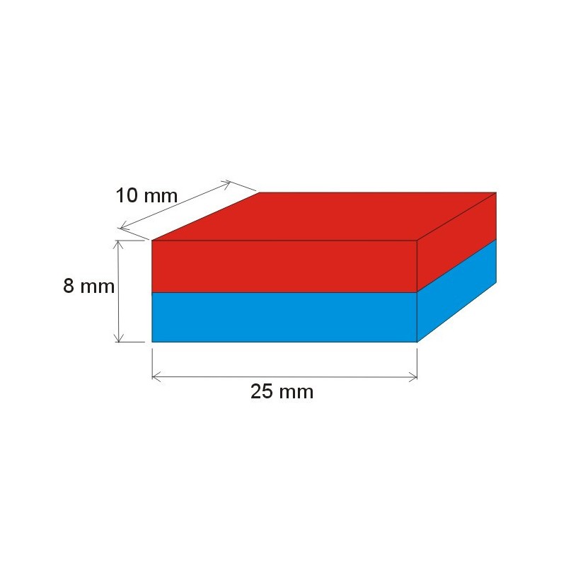 Magnet neodim bloc 25x10x8 N 80 °C, VMM4-N35
