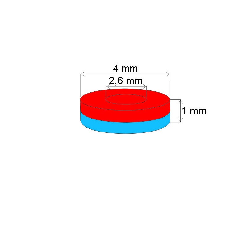 Magnet neodim inel cu diam.4x diam.2,6x1 Z 80 °C, VMM10-N50