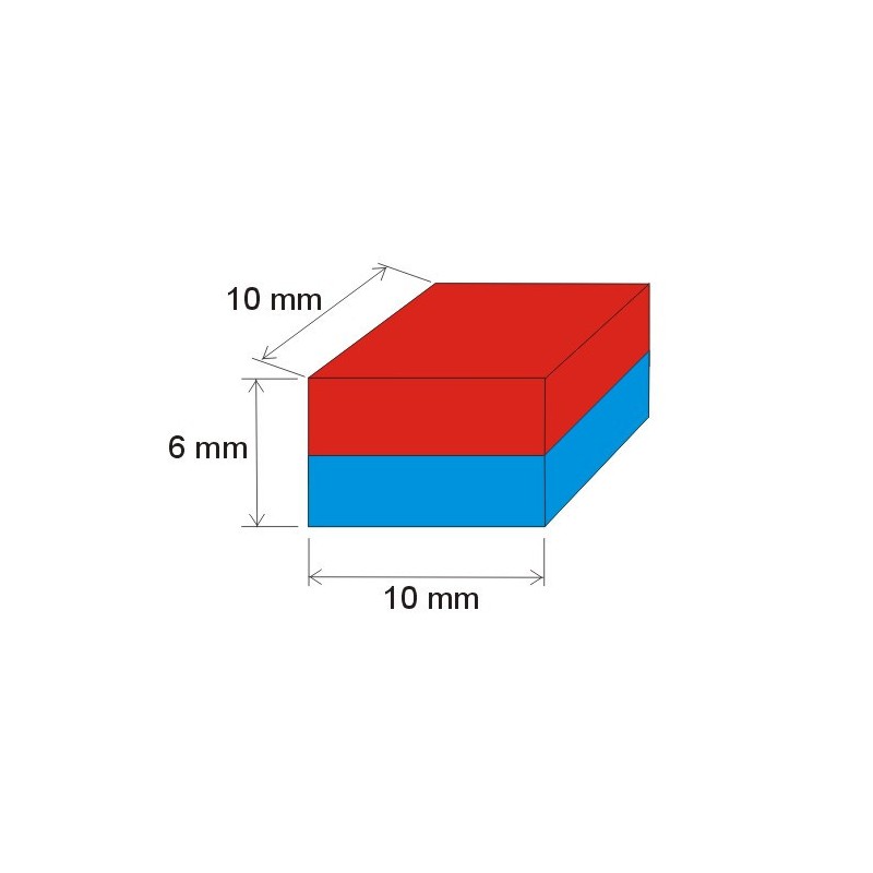 Magnet neodim bloc 10x10x6 N 80 °C, VMM4-N35