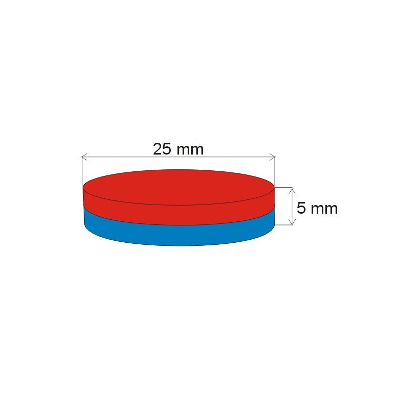 Magnet neodim cilindru cu diam.25x5 N 80 °C, VMM4-N35