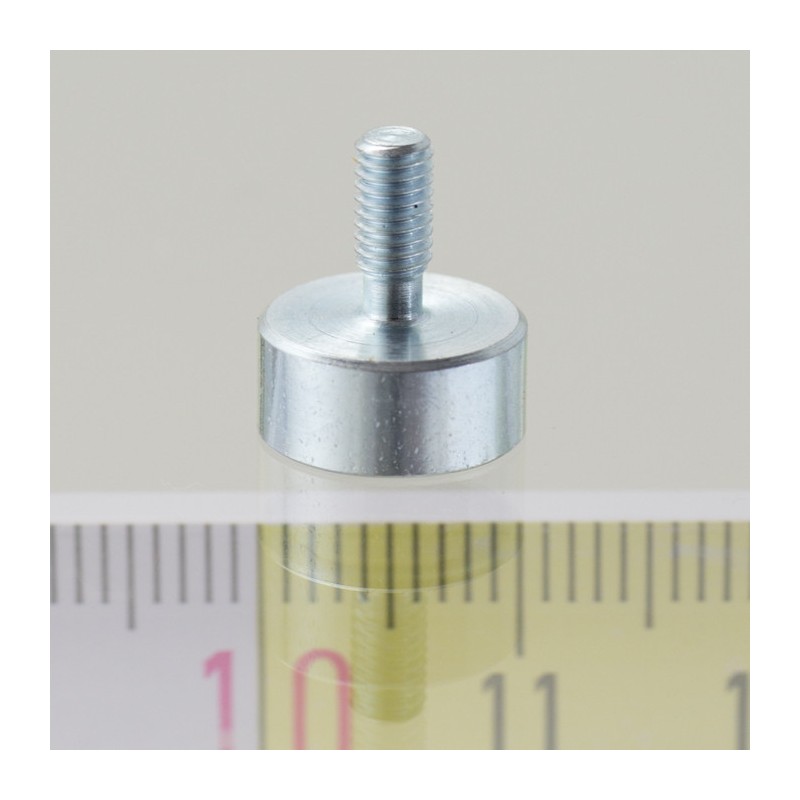 Magnet oală cu coadă, diam. 10 x înălțime 4,5 mm cu filet exterior M3, înălțime filet 7 mm