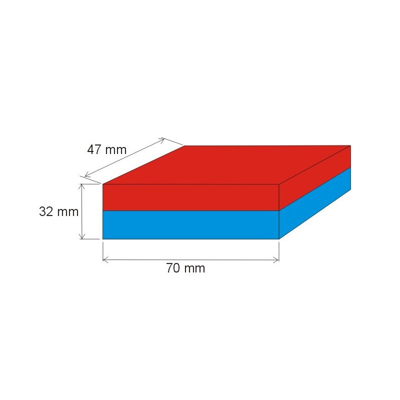 Magnet neodim bloc 70x47x32 N 80 °C, VMM10-N50