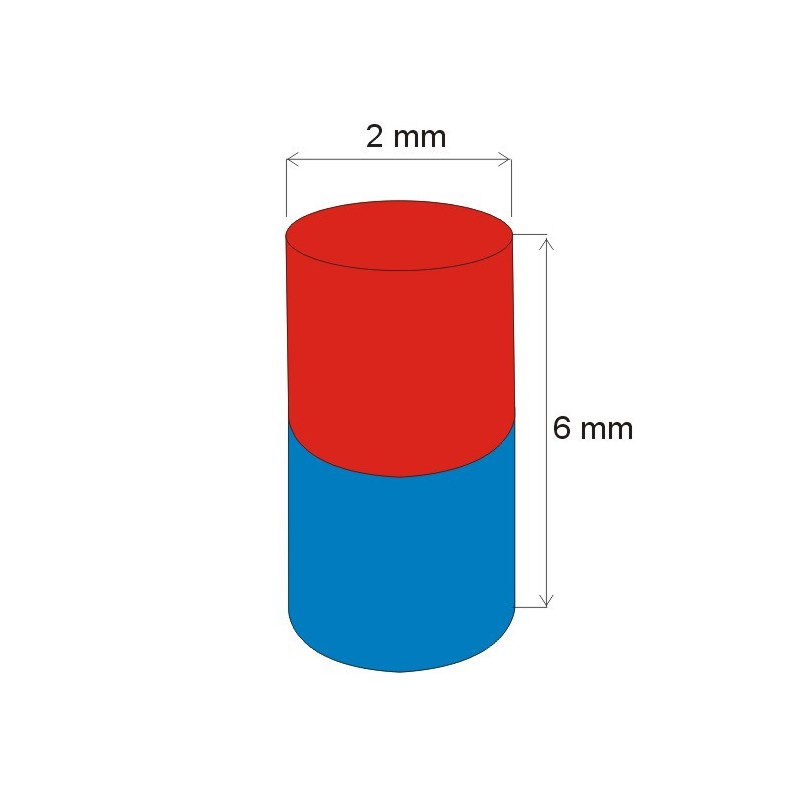 Magnet neodim cilindru cu diam.2x6 N 180 °C, VMM4UH-N33UH