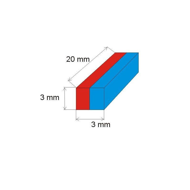 Magnet neodim bloc 3x3x20 N 80 °C, VMM10-N50