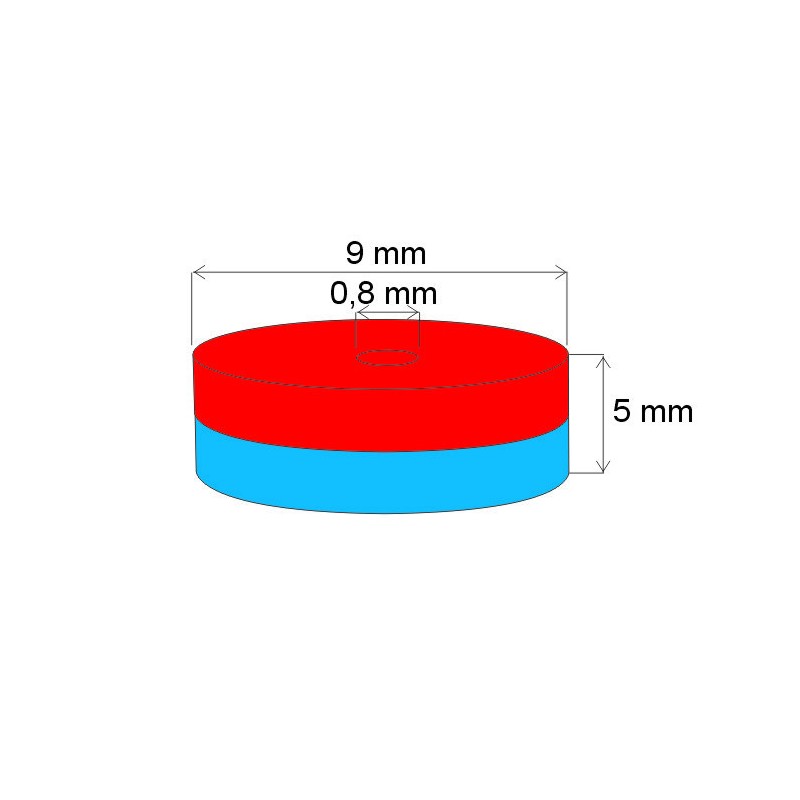 Magnet neodim inel cu diam.9x diam.0,8x5 N 80 °C, VMM10-N50
