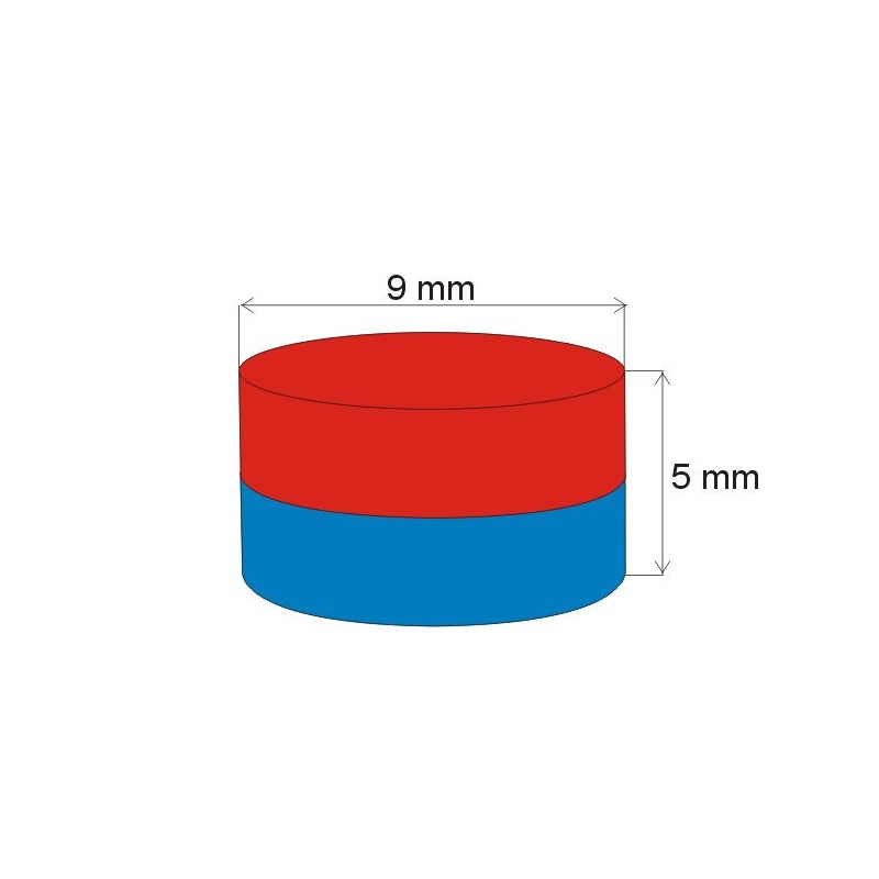 Magnet neodim cilindru cu diam.9x5 N 80 °C, VMM10-N50