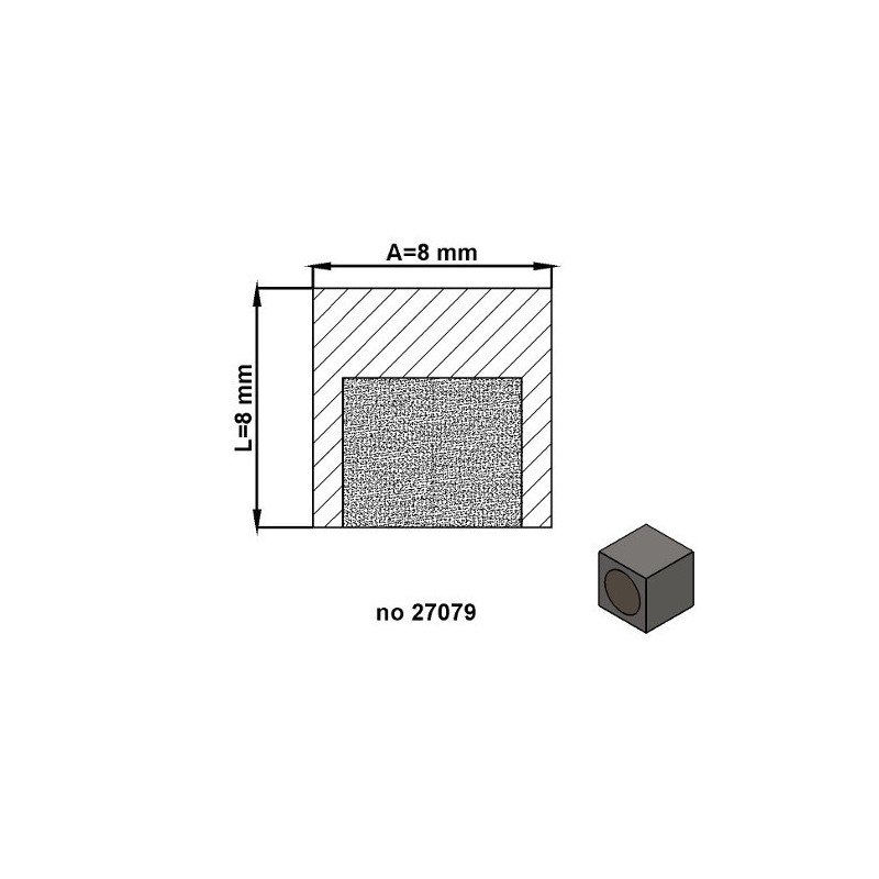 Magnet oală cub 8x8 mm