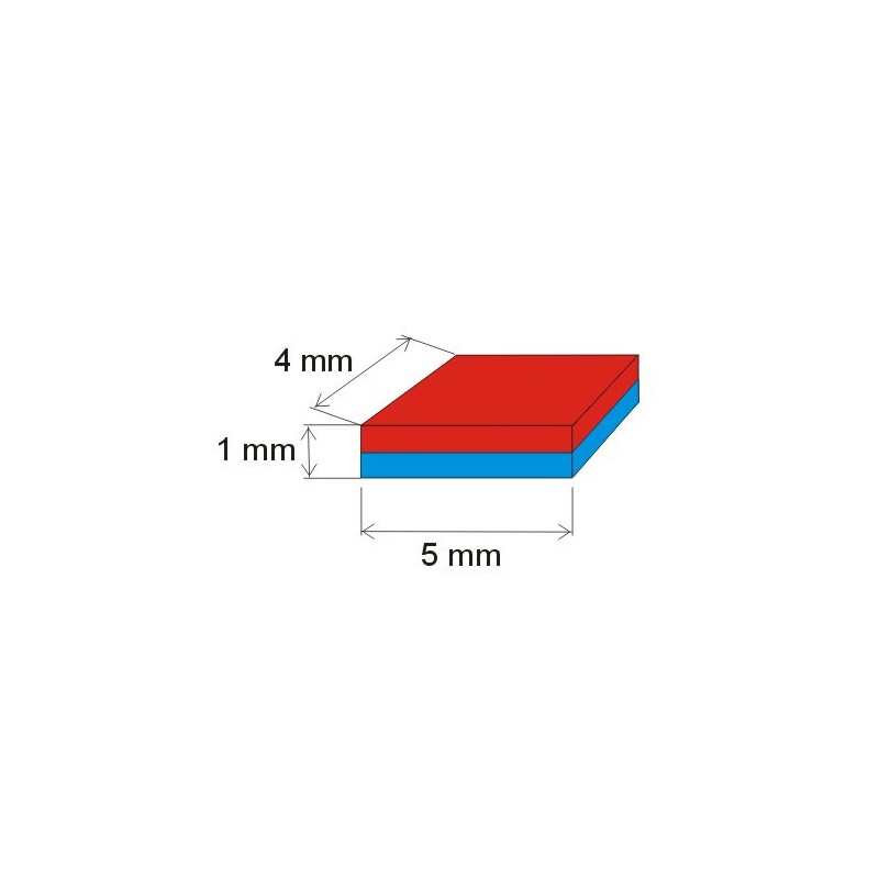 Magnet neodim bloc 5x4x1 Au 80 °C, VMM10-N50