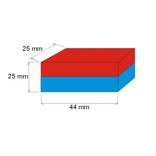 Magnet neodim bloc 44x25x25 N 80 °C, VMM4-N35