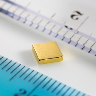 Magnet neodim bloc 5x5x1,2 Au 80 °C, VMM10-N50