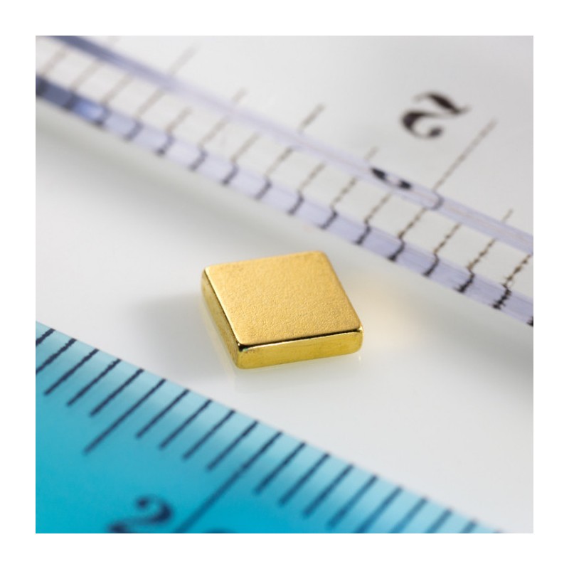Magnet neodim bloc 5x5x1,2 Au 80 °C, VMM10-N50