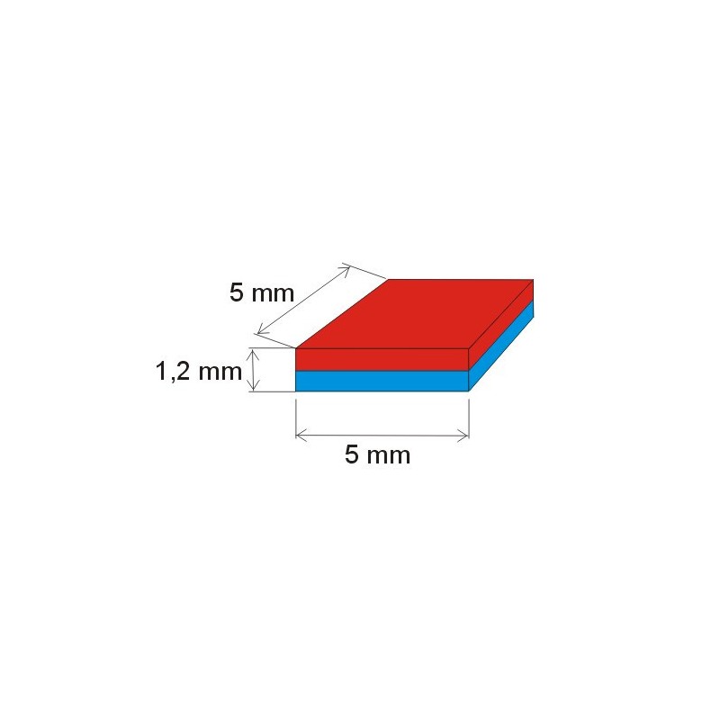 Magnet neodim bloc 5x5x1,2 Au 80 °C, VMM10-N50