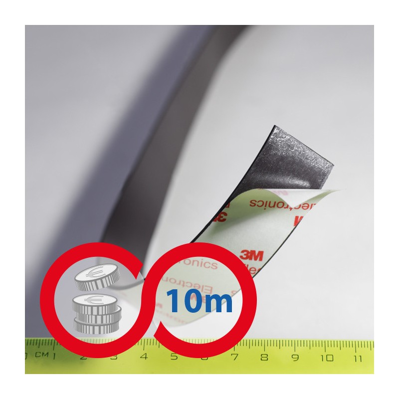 Bandă magnetică cu autoadeziv puternic 25x1,6 mm - lungime 10 m