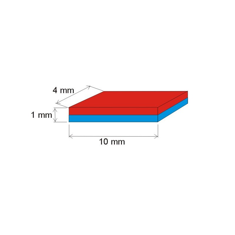 Magnet neodim bloc 10x4x1 Au 80 °C, VMM10-N50