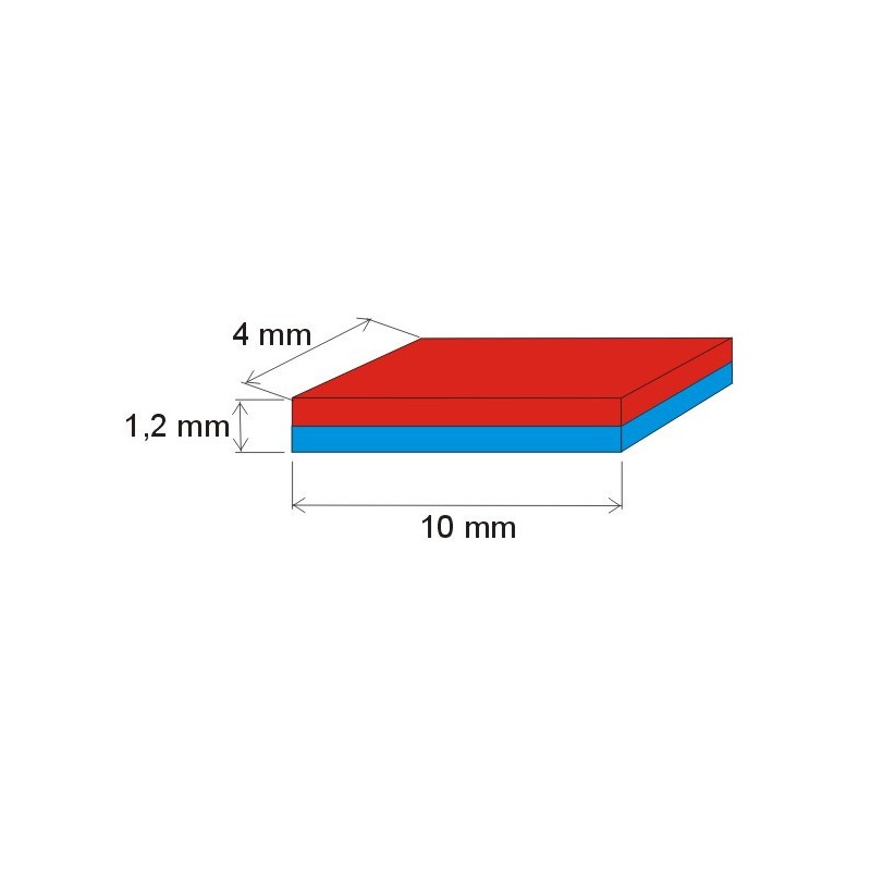 Magnet neodim bloc 10x4x1,2 Au 80 °C, VMM10-N50