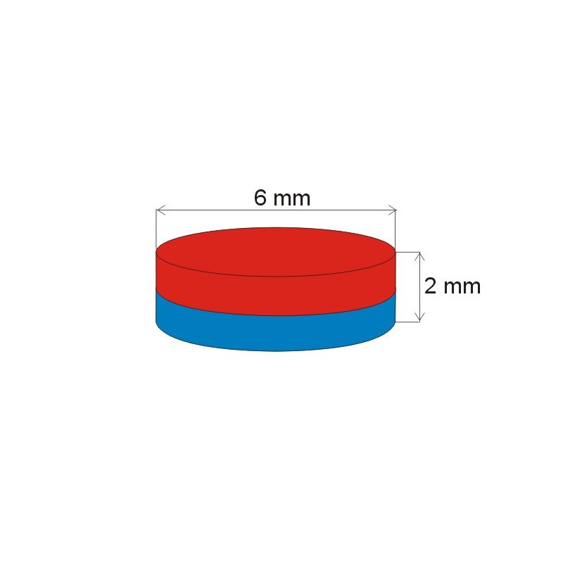 Magnet neodim cilindru cu diam.6x2 N 80 °C, VMM4-N35