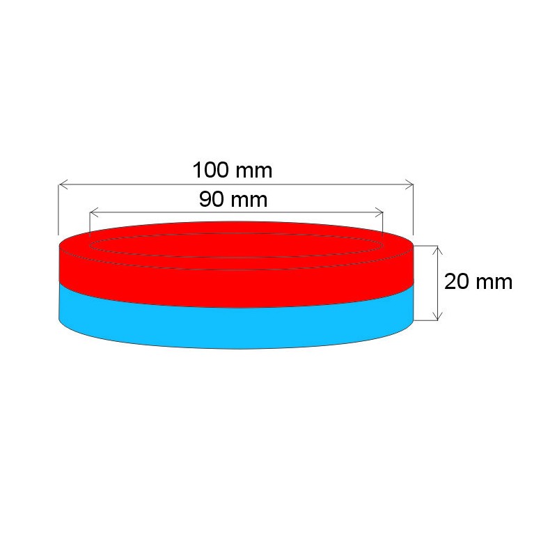 Magnet neodim inel cu diam.100x diam.90x20 N 80 °C, VMM4-N35