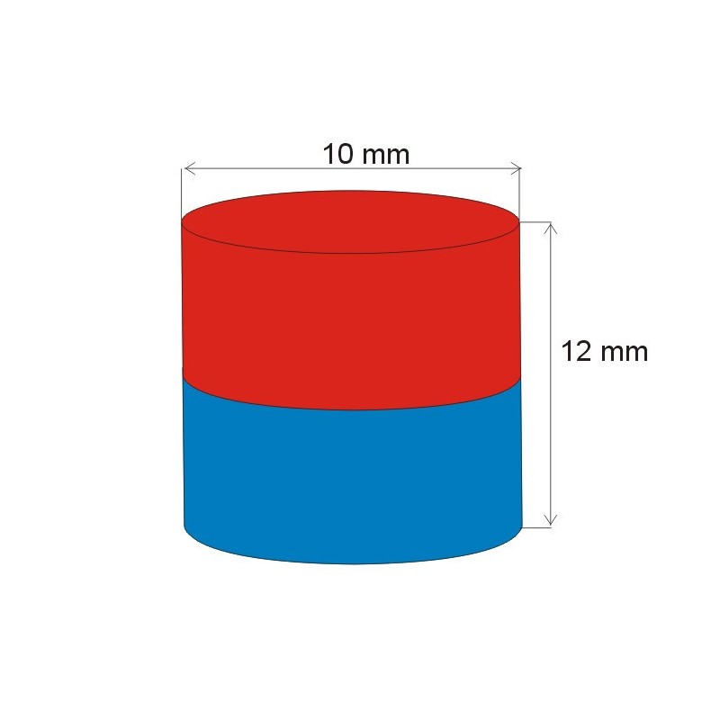 Magnet neodim cilindru cu diam.10x12 N 80 °C, VMM4-N35
