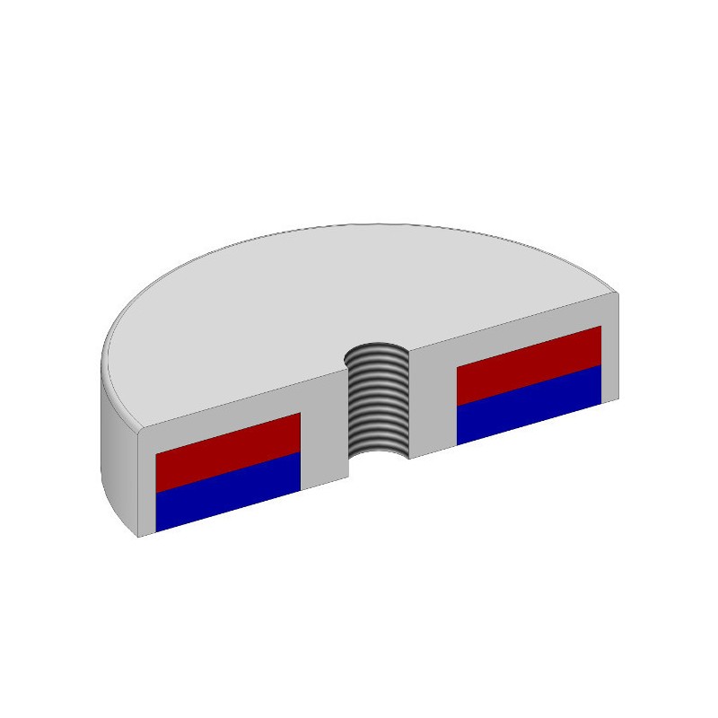 Magnet oală diam. 75 x înălțime 15 mm cu filet interior M10-6H