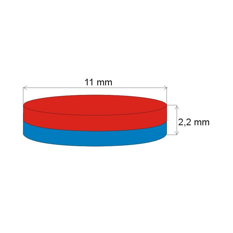 Magnet neodim cilindru cu diam.11x2,2 N 80 °C, VMM4-N35