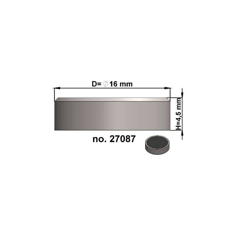 Magnet oală diam. 16 x înălțime 4,5 mm, fără filet