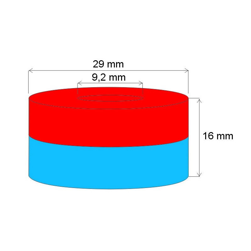 Magnet neodim inel cu diam.29x diam.9,2x16 N 80 °C, VMM10-N50