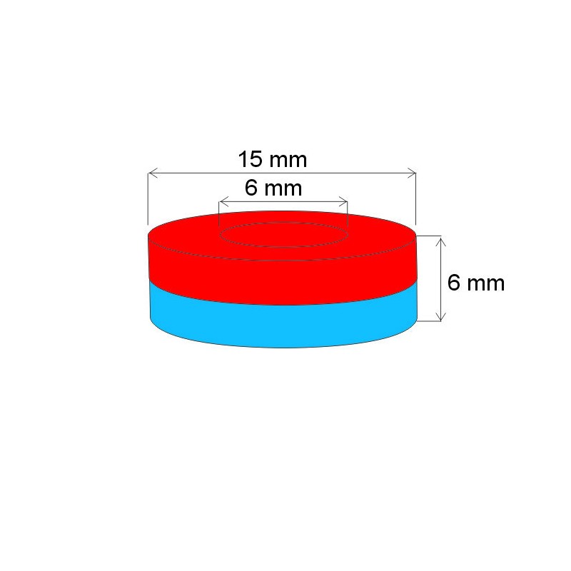 Magnet neodim inel cu diam.15x diam.6x6 N 80 °C, VMM10-N50