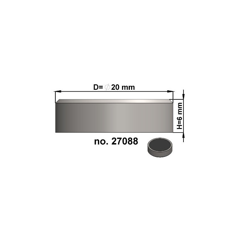 Magnet oală diam. 20 x înălțime 6 mm, fără filet