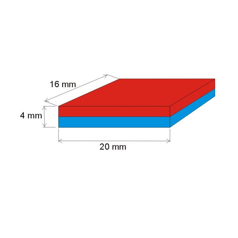 Magnet neodim bloc 20x16x4 N 80 °C, VMM4-N35