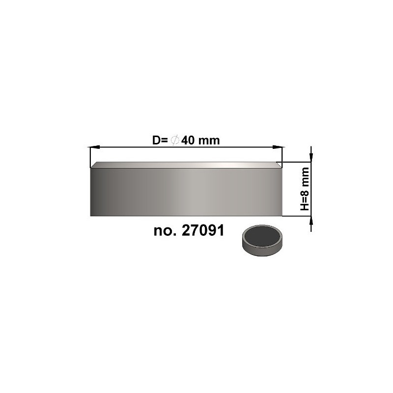 Magnet oală diam. 40 x înălțime 8 mm, fără filet