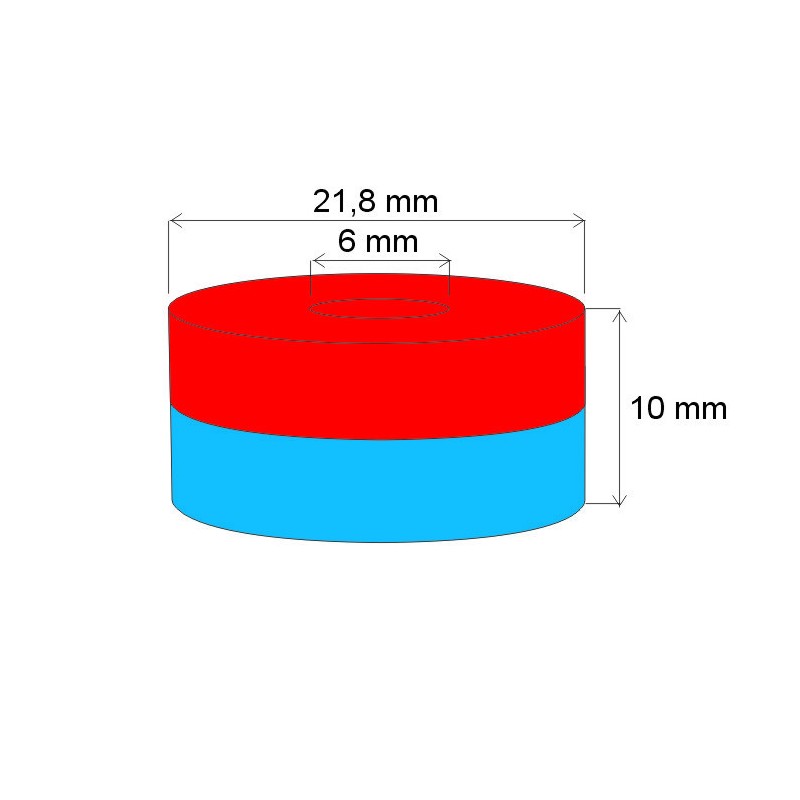Magnet neodim inel cu diam.21,8x diam.6x10 N 120 °C, VMM4H-N35H