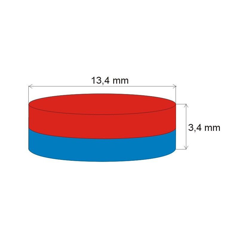 Magnet neodim cilindru cu diam.13,4x3,4 N 80 °C, VMM4-N35