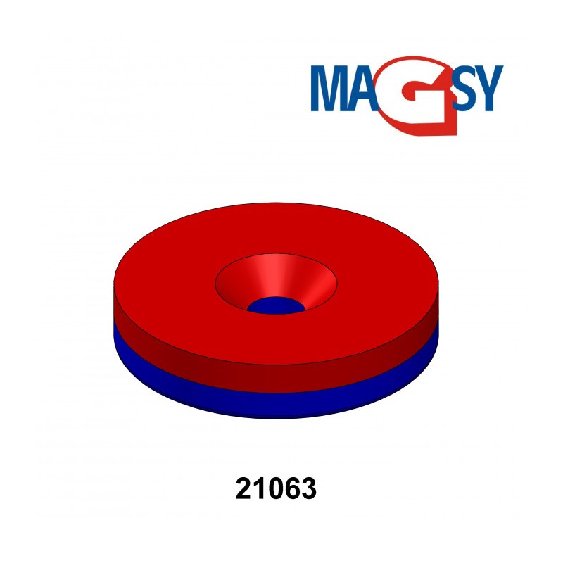 Magnet neodim cilindru cu gaură pentru șurub cu cap înecat diam. 25 x 5 N 80 °C, VMM4-N35