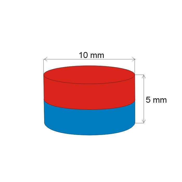 Magnet neodim cilindru cu diam.10x5 N 80 °C, VMM7-N42